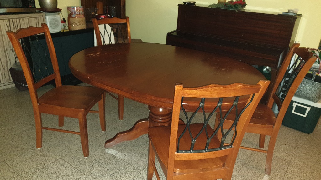 Picket & Rail Extendable Wood Dining Table with 6 Chairs, Furniture