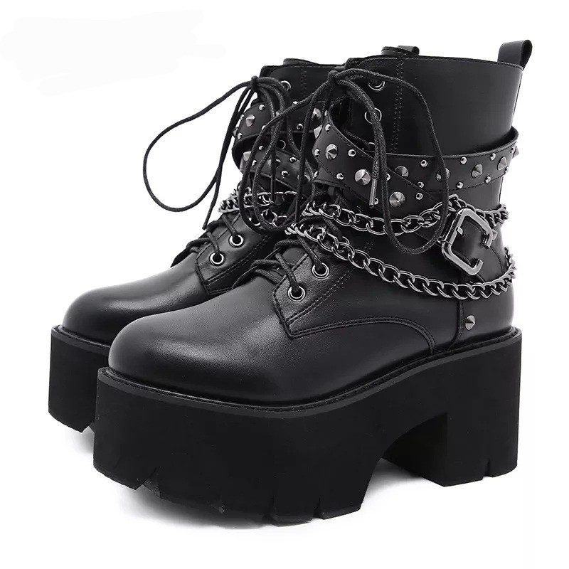 goth black platform boots