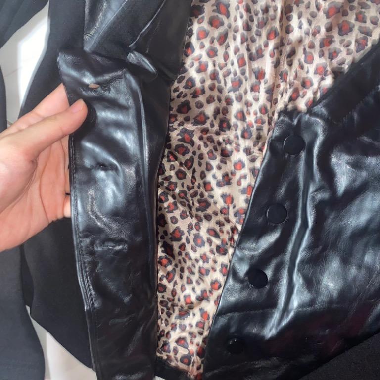 Half leather sales half fabric jacket