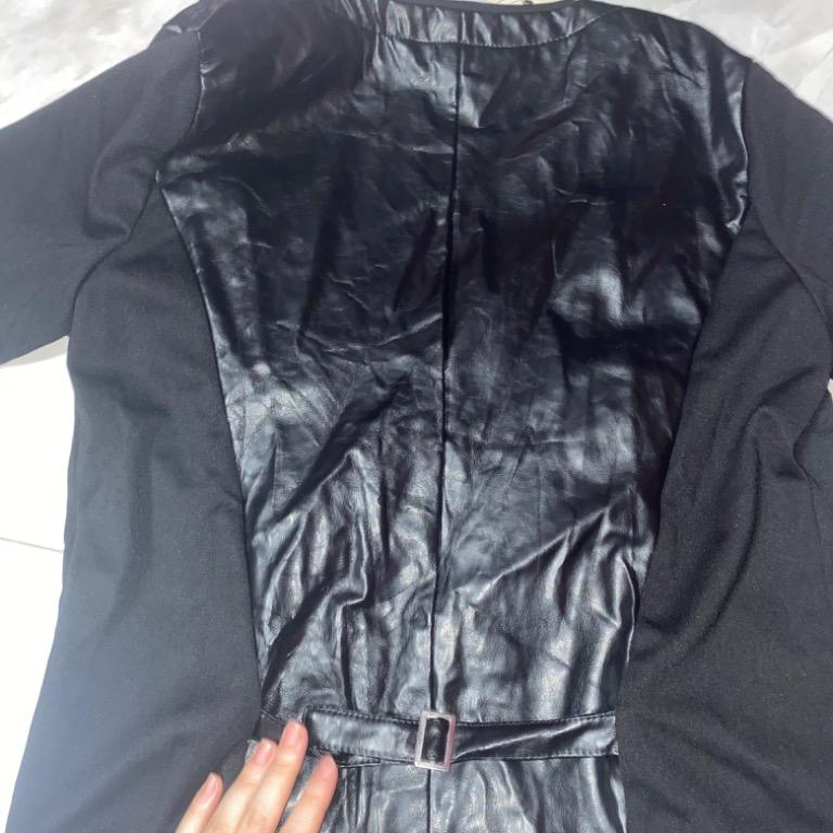 Half leather half fabric jacket outlet