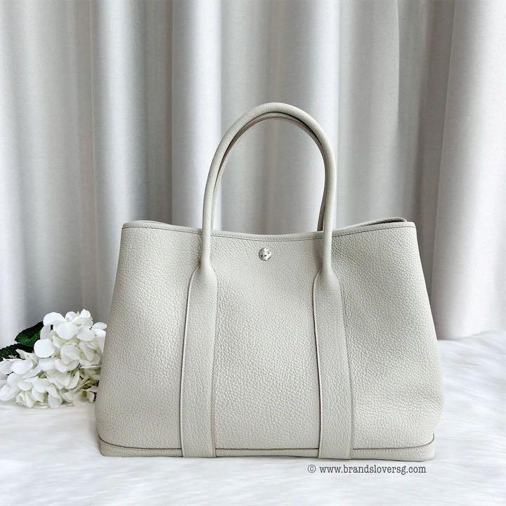 Hermes Garden Party 36 Black White Canvas Calf, Luxury, Bags & Wallets on  Carousell