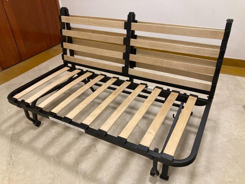 Ikea 2-Seat Foldable Sofa Bed Frame (Price Negotiable), Furniture & Home  Living, Furniture, Bed Frames & Mattresses On Carousell