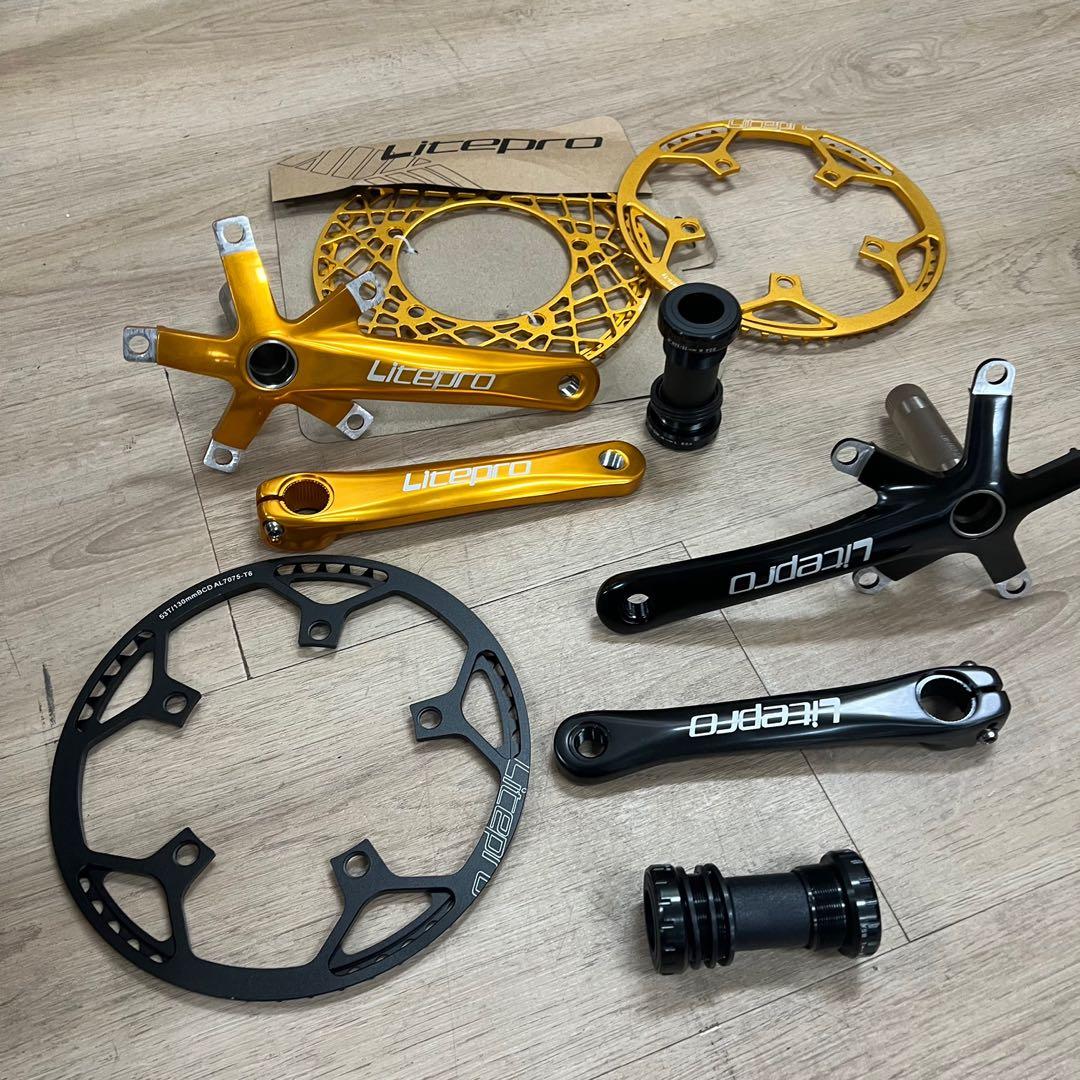 Litepro gold crankset hollowtech bottom bracket chainring Sports Equipment Bicycles Parts Parts Accessories on Carousell