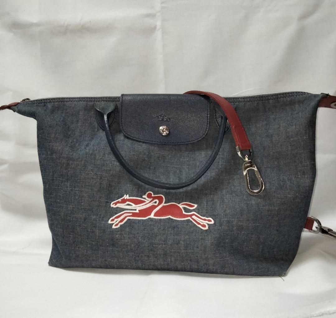 Longchamp outlet denim handbags