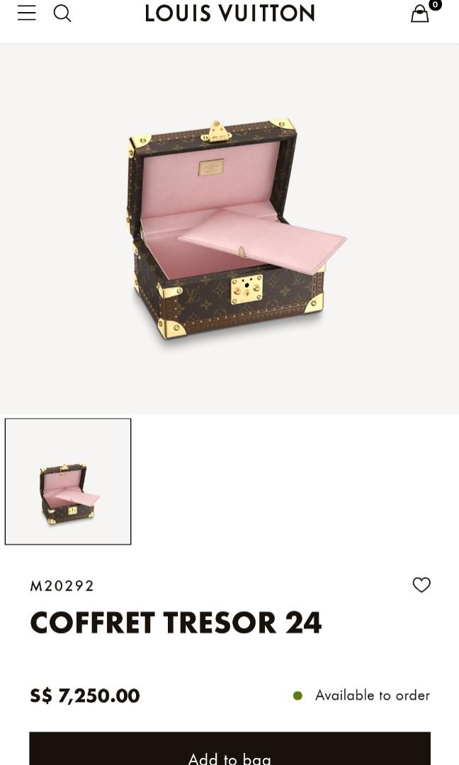 Louis Vuitton Rare Conffret Tresor 24 Monogram Box Jewelry Boite Trunk Case  1LA419