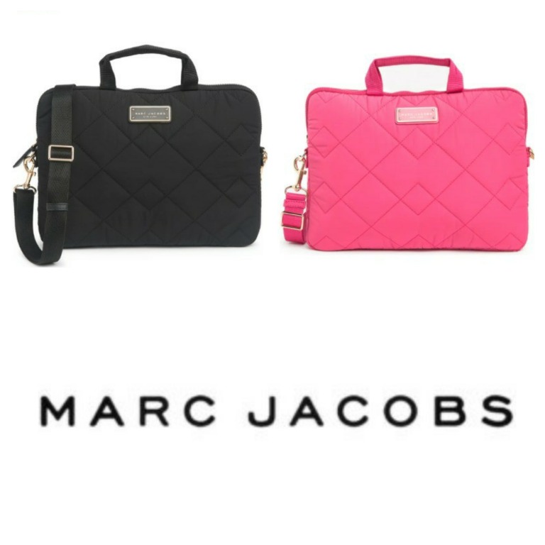 MARC JACOBS Quilted Nylon Computer Laptop Bag With Crossbody Straps