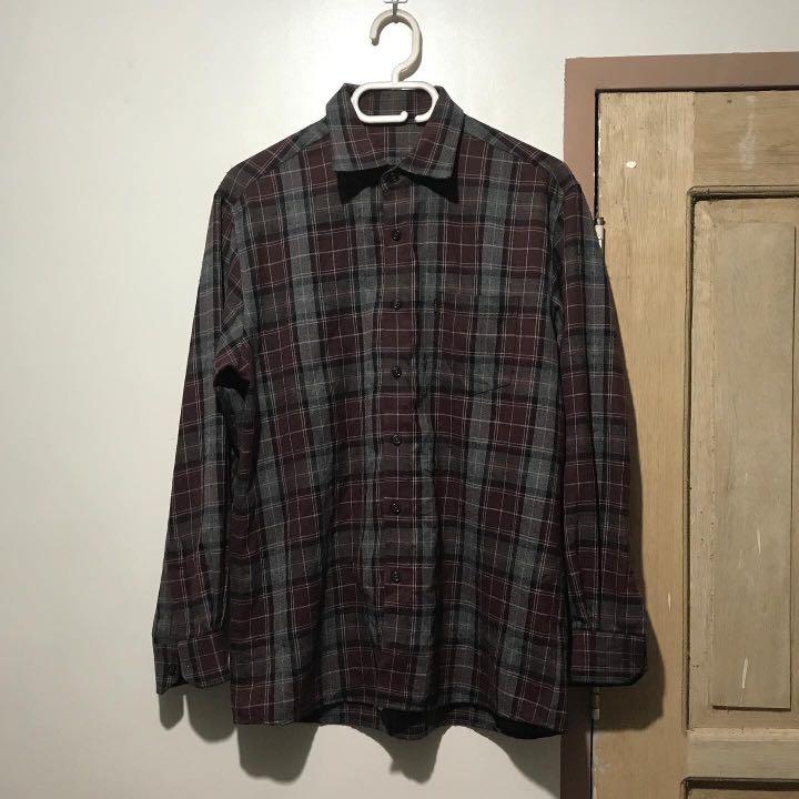 Maroon Flannel Shirt (Thrifted) , Men's Fashion, Tops & Sets, Formal ...
