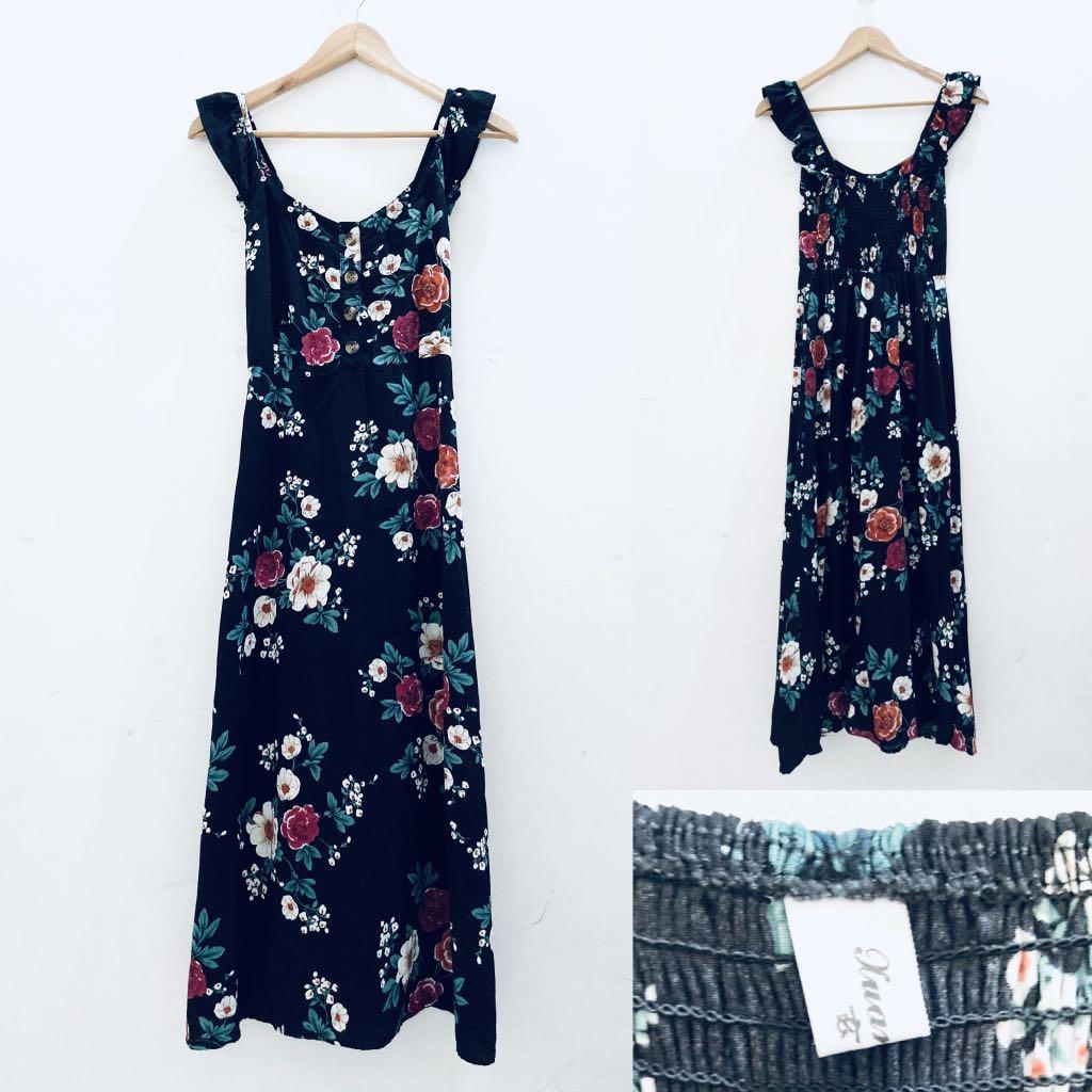 Maxi Dress Floral Print Size S, Fesyen 