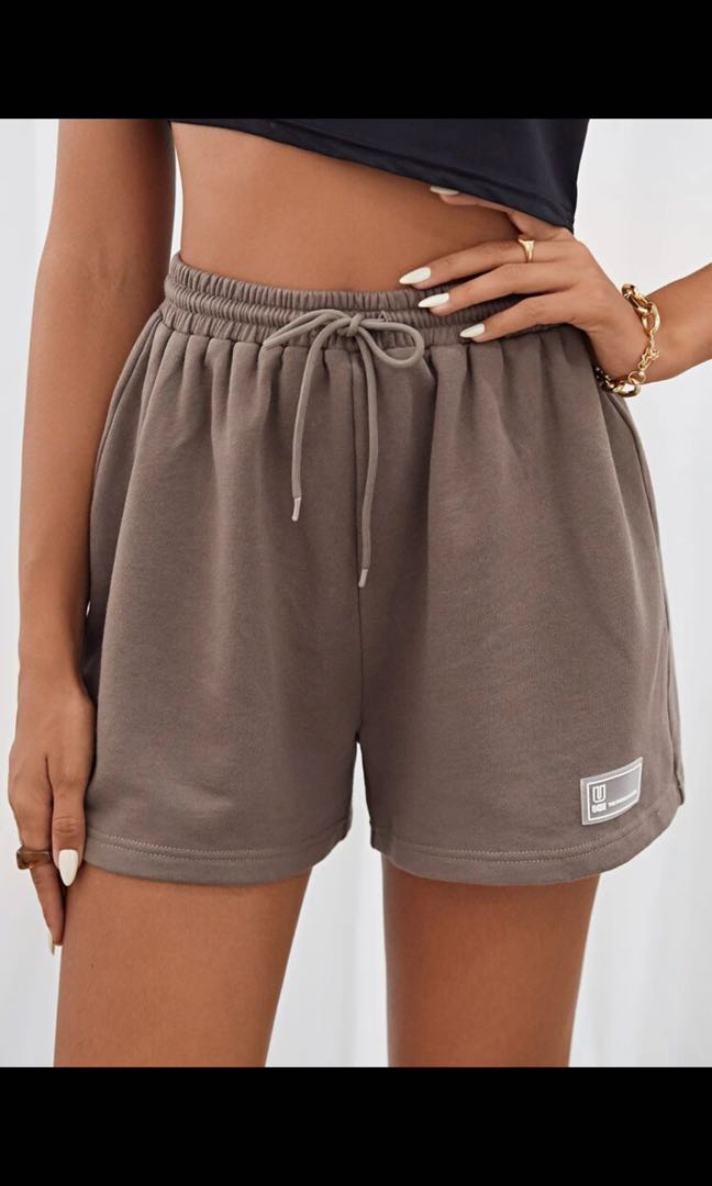 mocha brown sweat shorts, Women's 