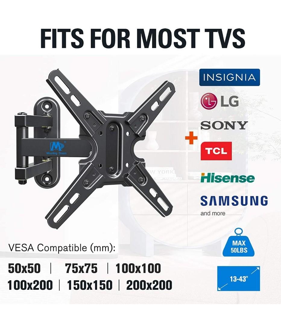 Mounting Dream MD2413MX Full Motion TV Mount with Center Design