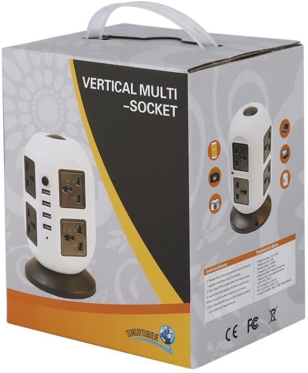 Multi-Socket, Two Layers Vertical Multi-Socket with USB Charger ...