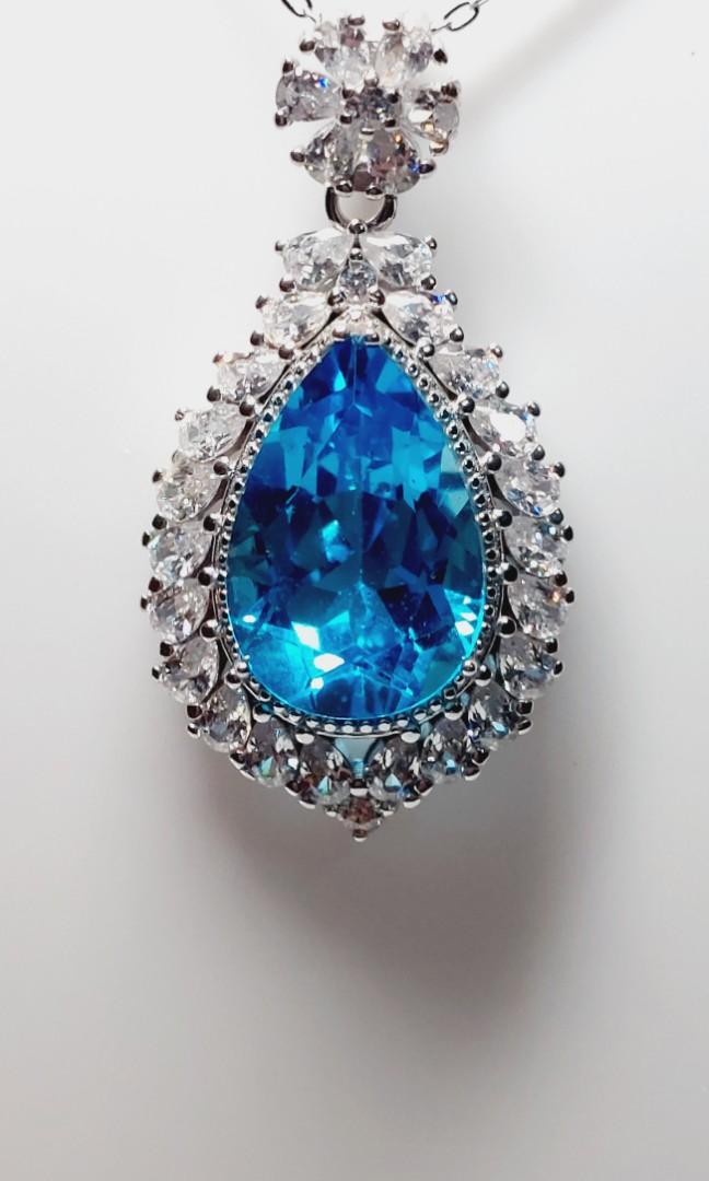 Swiss blue topaz necklace on sale