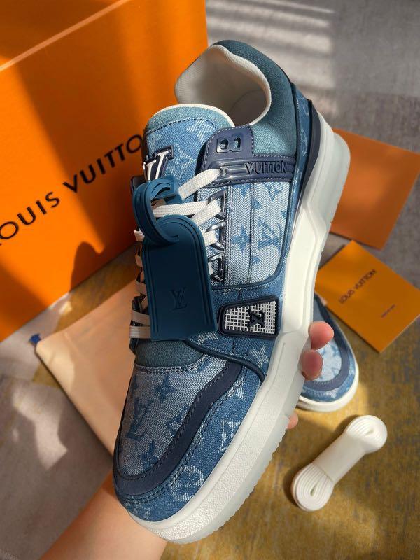 NEW! READYSTOCK LOUIS VUITTON VIRGIL ABLOH BLUE DENIM LV TRAINER SNEAKERS