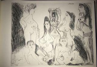 Nude sexy women EROTIC picasso drawing lithograph print interior design painting