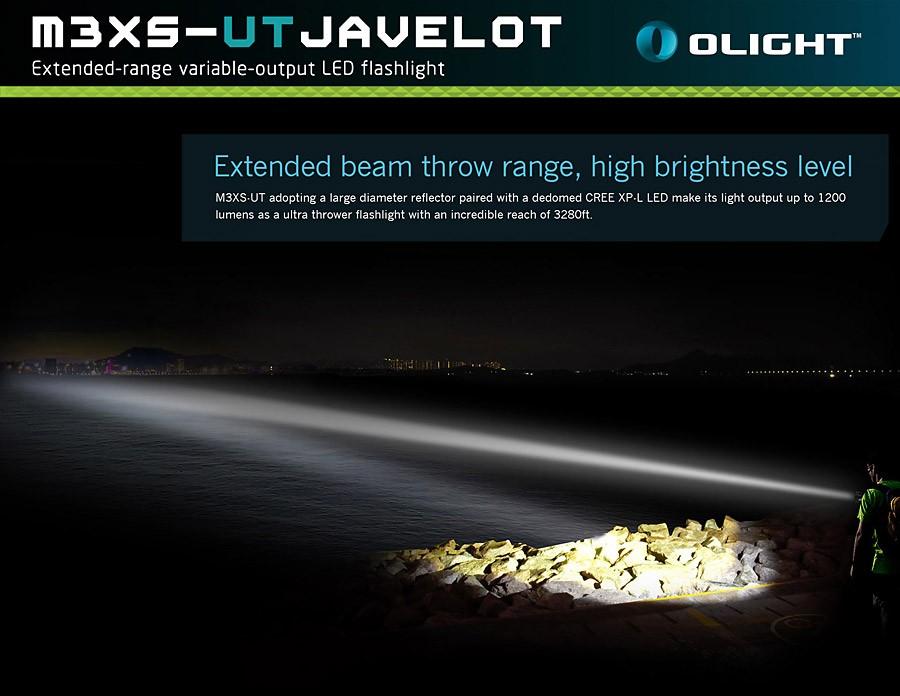 Olight M3XS-UT Ultra Thrower Javelot 1200 Lumens with 1000m Beam Distance,  Furniture  Home Living, Lighting  Fans, Lighting on Carousell