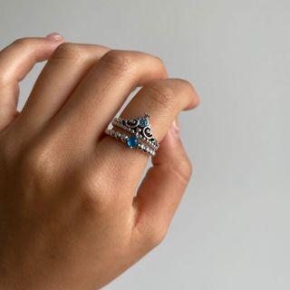 Pandora blue crown ring