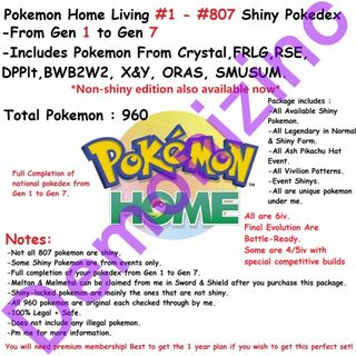 ✨ SHINY LIVING POKEDEX ✨ Pokemon Home Gen 1-7 6IV