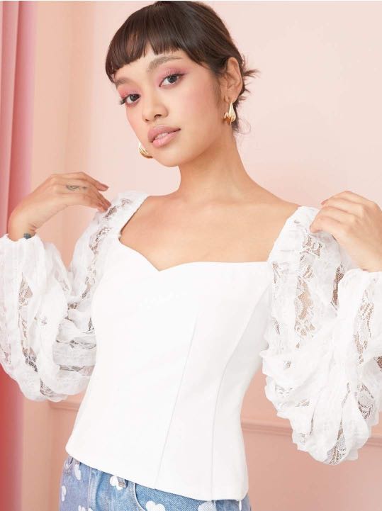 Lace Sleeve Corset Top