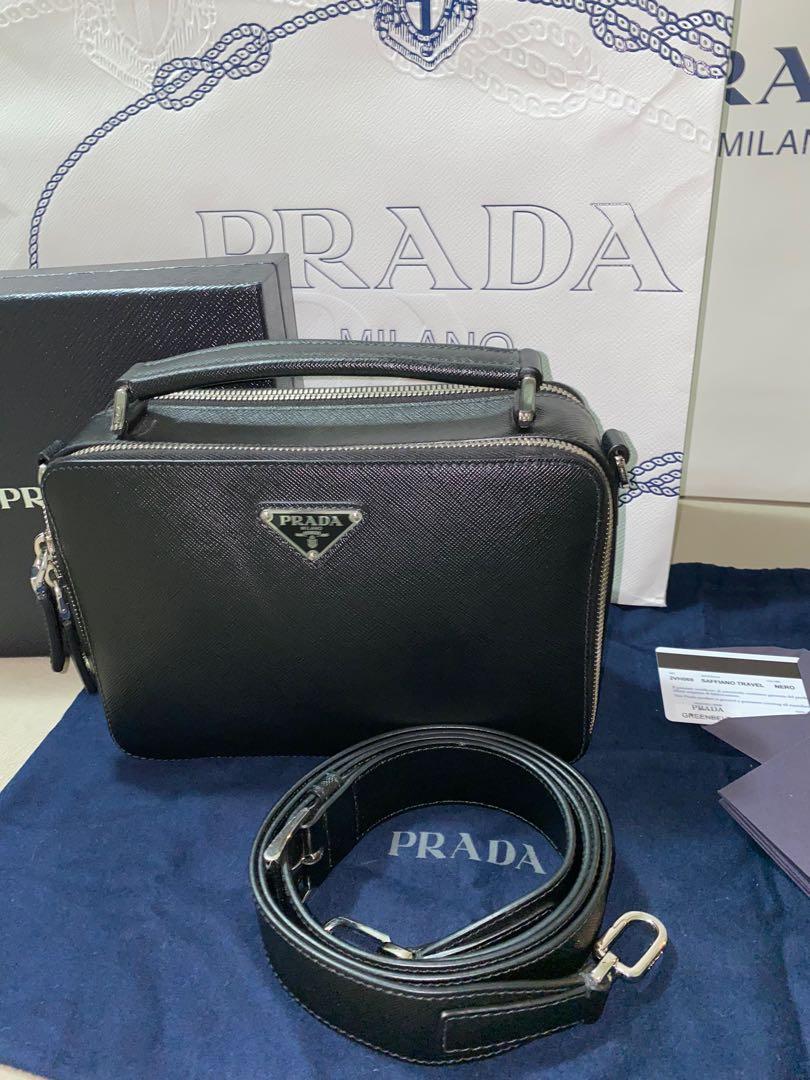 PRADA Brique Saffiano Leather Cross-Body Bag, Luxury, Bags & Wallets on  Carousell