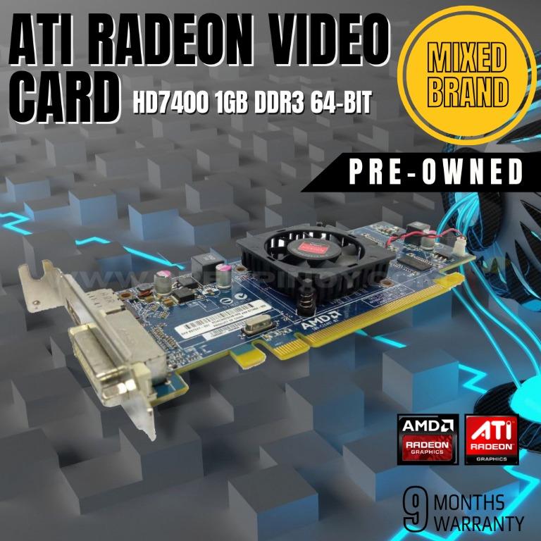 Pre owned ATI Radeon HD 7400 1GB DDR3 64Bit Video Card Mixed
