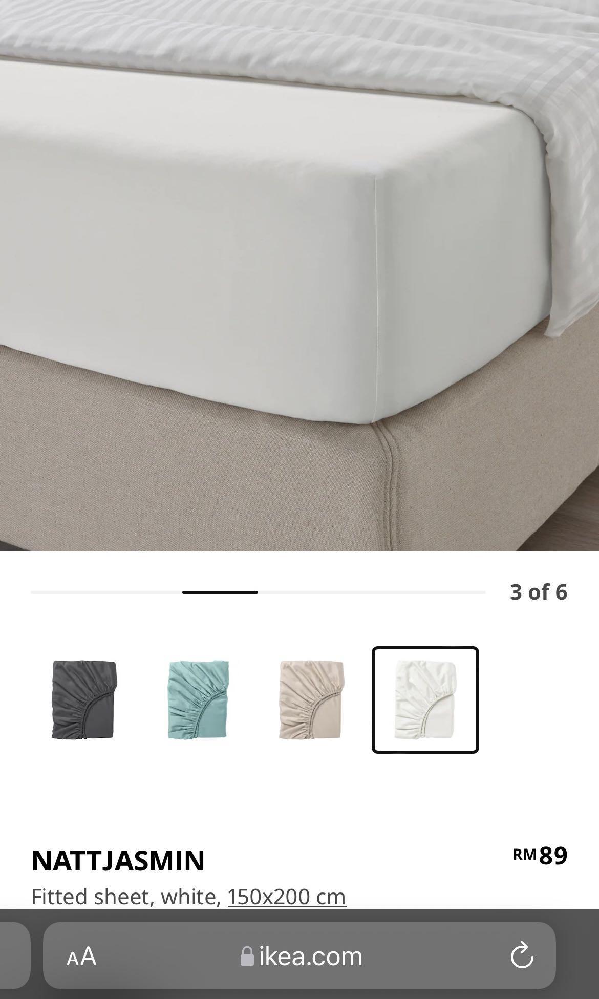 NATTJASMIN fitted sheet, white, King - IKEA CA