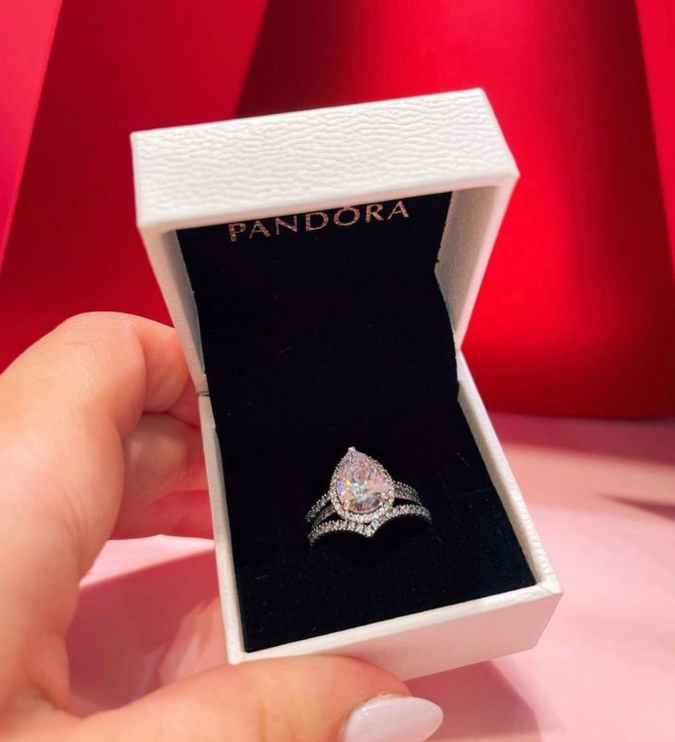 sale auth pandora stackable big teardrop and wishbone ring set