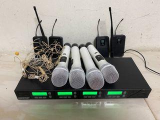 SHURE 舒爾 無線麥克風 UHF 雙天線 自動接收 多頻道鎖定 有4支手握麥克風 4隻小蜜蜂/品項新