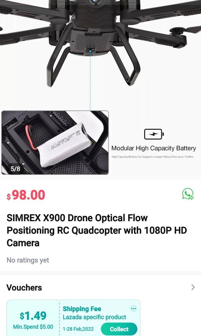 Simrex x900 deals drone battery