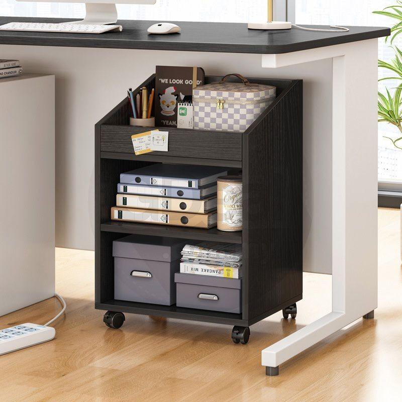 Small Under Desk Bookshelf Office Storage with Wheel