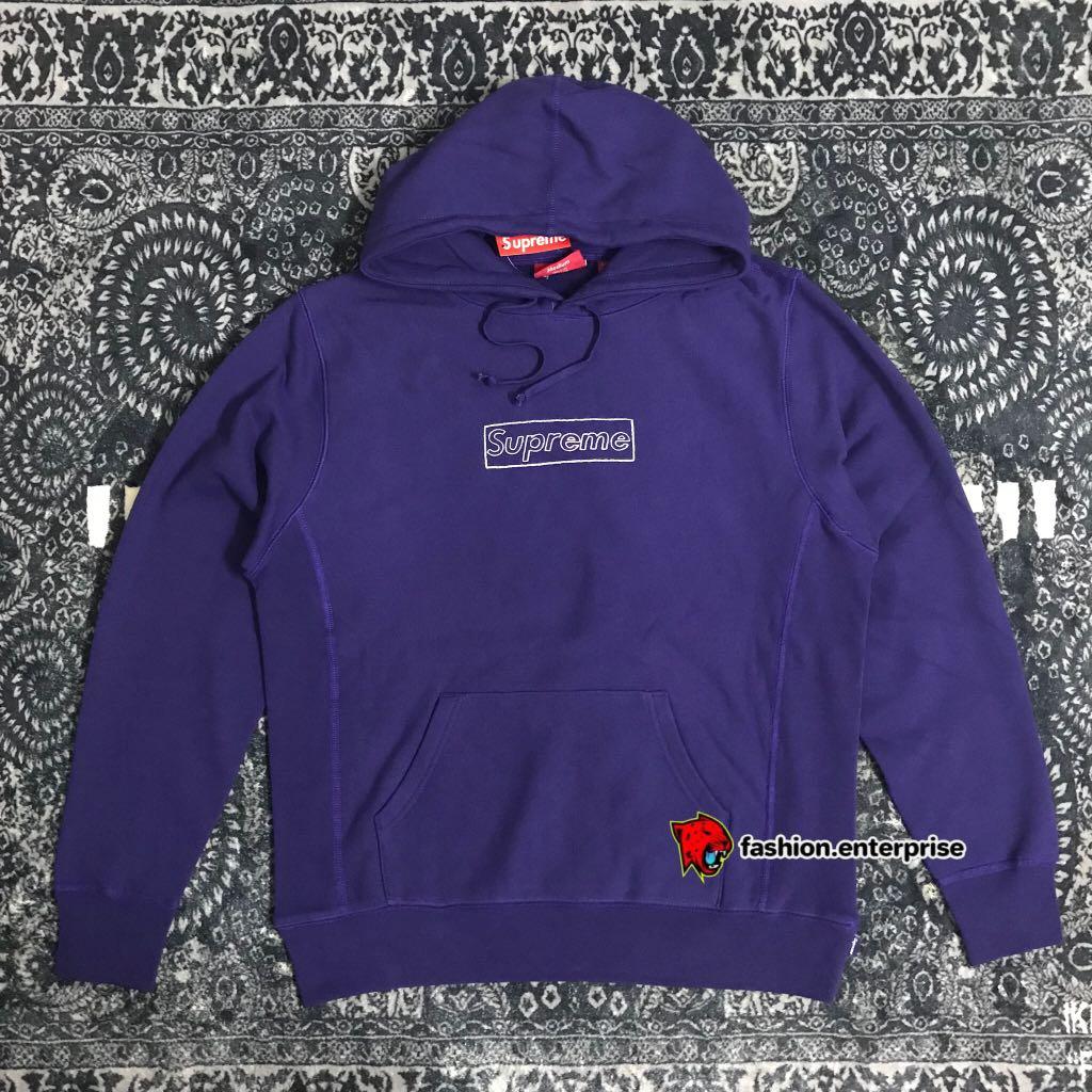 Supreme SS21 Kaws Chalk Logo Hooded Sweatshirt Washed Navy, Men's Fashion,  Tops  Sets, Hoodies on Carousell