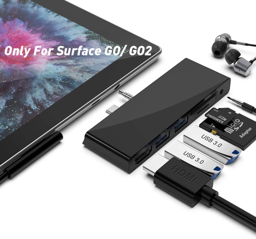 Surface Go Dock for Surface GO/GO 2 Hub Docking Station, 6 in 1