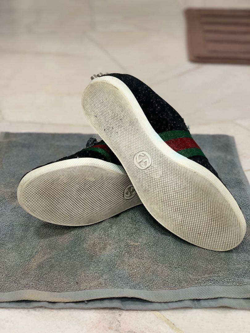 Gucci glitter web cheap sneaker with studs black