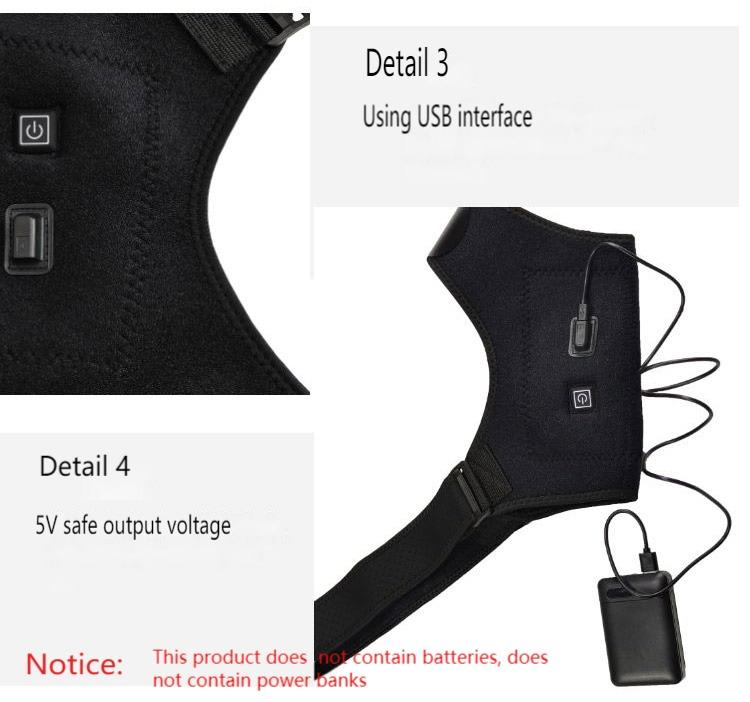 Heated Shoulder Wrap Brace, USB Rechargeable Adjustable Heating Shoulder  Support for Frozen Shoulder Pain Bursitis 5V Personal Care Body And