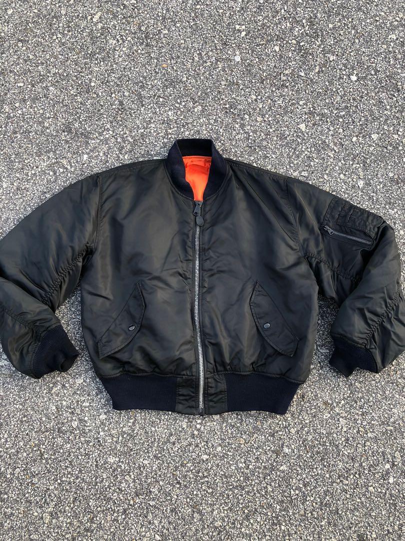 Vintage 90s PRACT MA-1 Bomber black jacket Size L, Men's Fashion