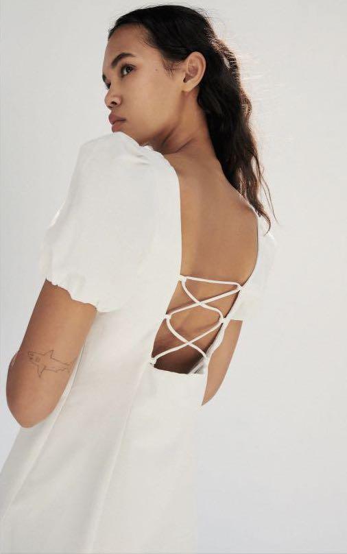 White linen dress zara store