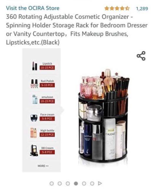 360 Rotating Adjustable Cosmetic Organizer (Category: Makeup) located in Malolos. Submitted by kennethrmn (Listing ID 1144624278, Image 2). Description: Black 360 Rotating Cosmetic Organizer.