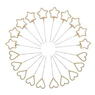 5 or 10 PCS Gold Sparkler Sparkling Fireworks Heart Star Birthday Candle Ten Five Pieces Cake Muffin Topper