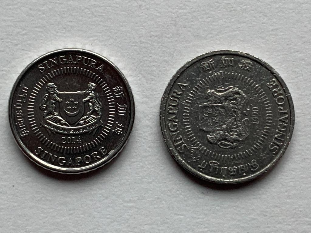 新加坡硬幣全套9枚-- 50分,20分, 10分, 5分, 1 分包含第二版硬幣1994年版50分硬幣/ 直徑2.4公分/  花卉數字和國徽圖案及絕版新加坡1995年1分(1 Cent)--新國徽, 興趣及遊戲, 收藏品及紀念品, 錢幣- Carousell