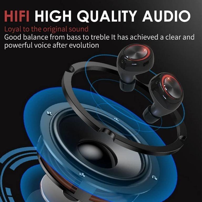 Wireless Earbuds Xunpuls Wireless Headphones Bluetooth 5.0 Bluetooth Earbuds IPX7 Waterproof TWS Stereo Headphones in Ear Built in Mic Headset Premium Sound with Deep Bass for Sport Audio Earphones