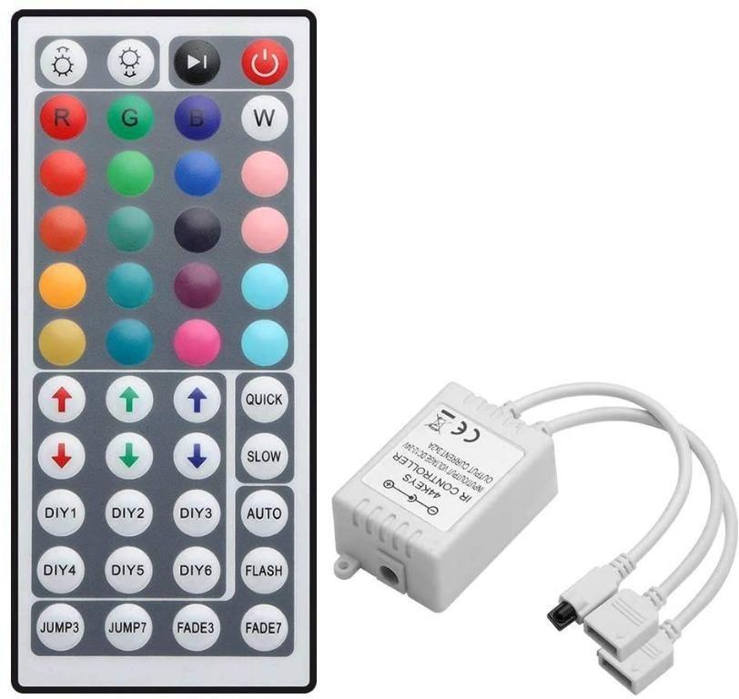Mini 44Key IR Remote Controller Receiver For RGB 3528 5050 LED Strip Light Black 