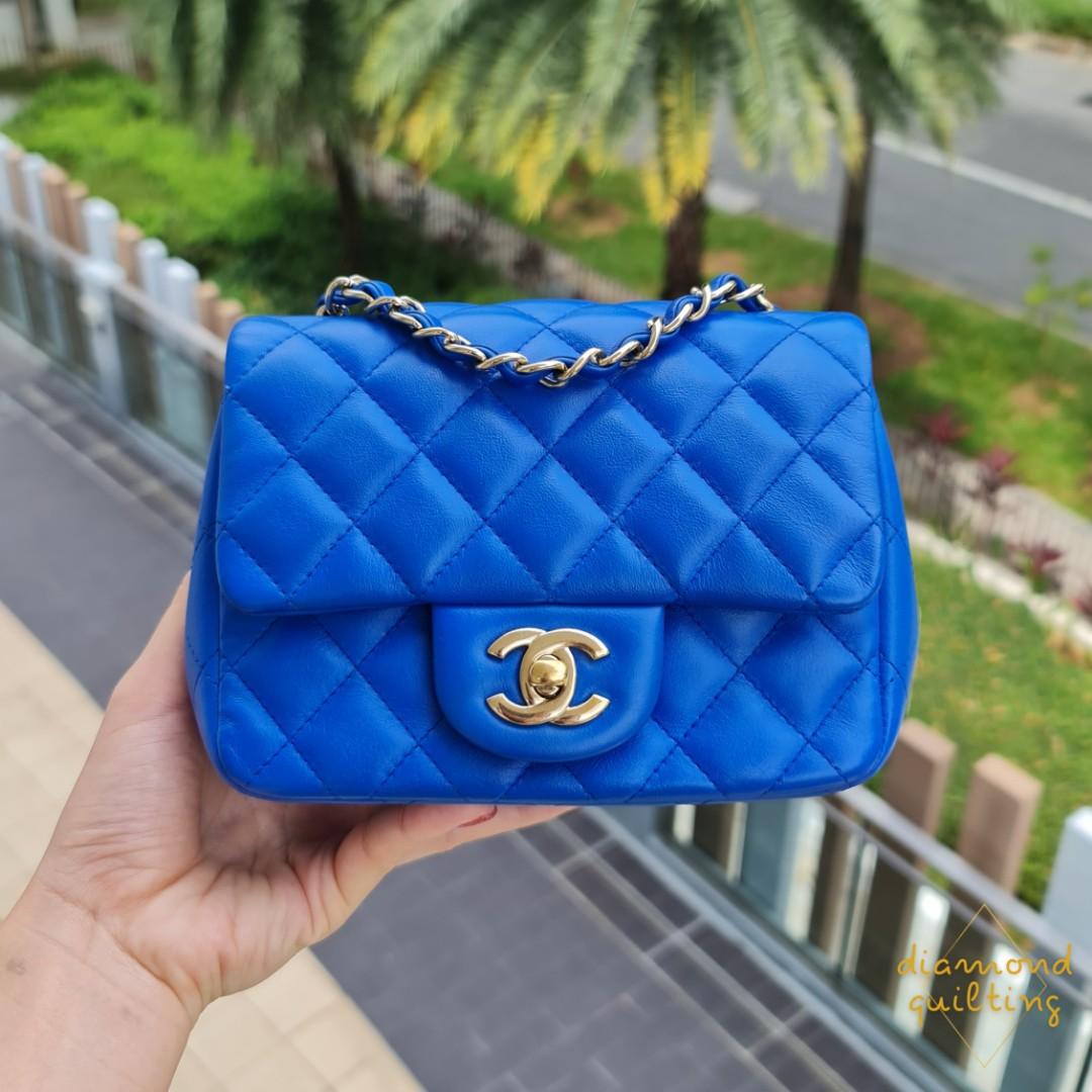 Chanel Medium Classic Double Flap Bag Caviar Light Blue LGHW (Microchi