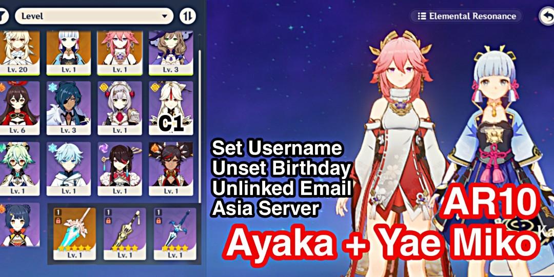 AR10 Ayaka + Yae Miko + Skyward Pride - Genshin Impact Starter Account