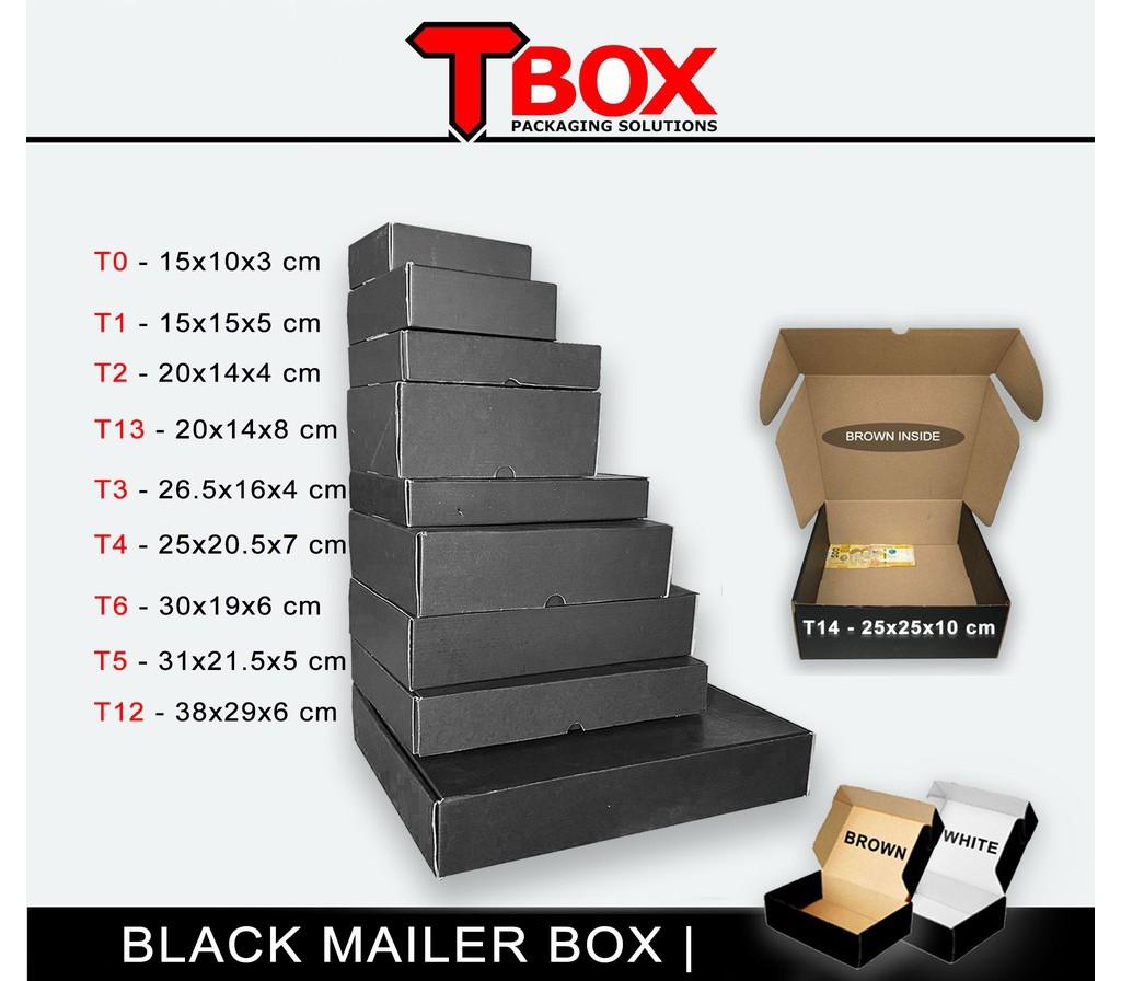 Black Corrugated Box (Inside brown/white) (Category: Storage Boxes & Baskets) located in Malabon City. Submitted by heyitskhen (Listing ID 1118018251, Image 1). Description: Black Mailer Corrugated Box Pricelist BLACK Inside white T0-21 each T1-23 each T2-27 each T3-28 each T4-37each T13-38 each Inside brown T0-20 each T1-18 each T2-26 each T4-35 each T5-30 each T6-35 each T12-36 each T13-34 each T14-42 each T15-45 each NO WALK INS For pick up an