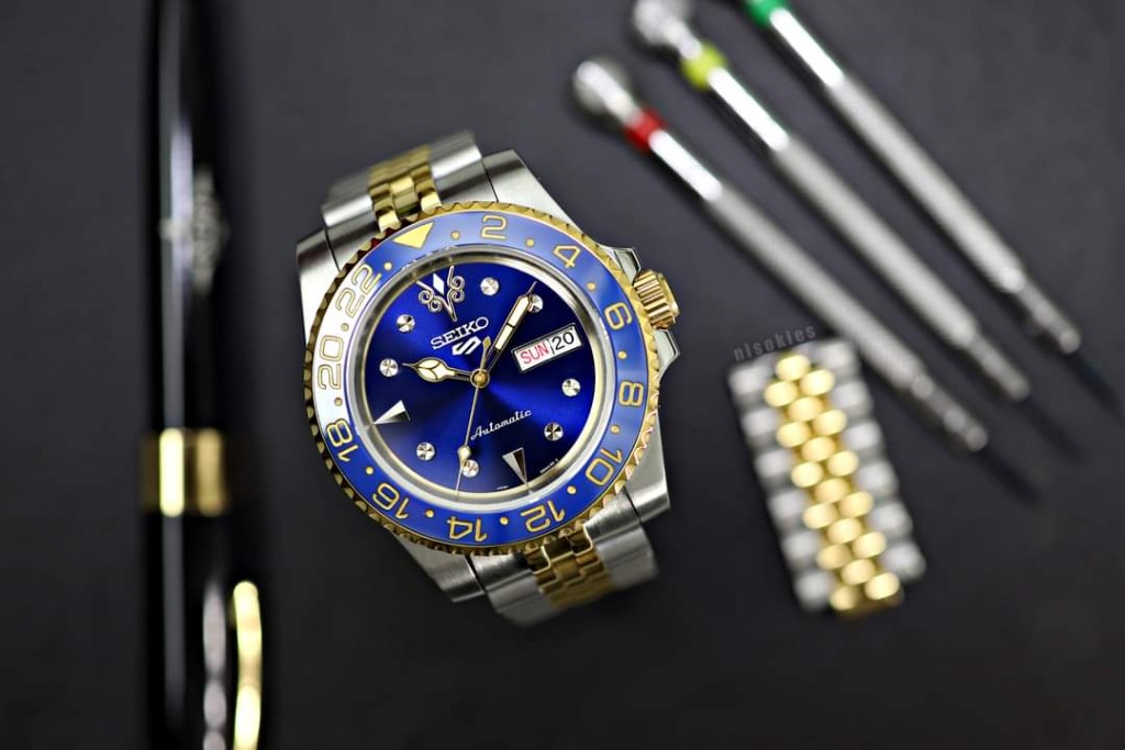 Blue Face Half Gold Two Tone Seiko, Luxury, Watches on Carousell