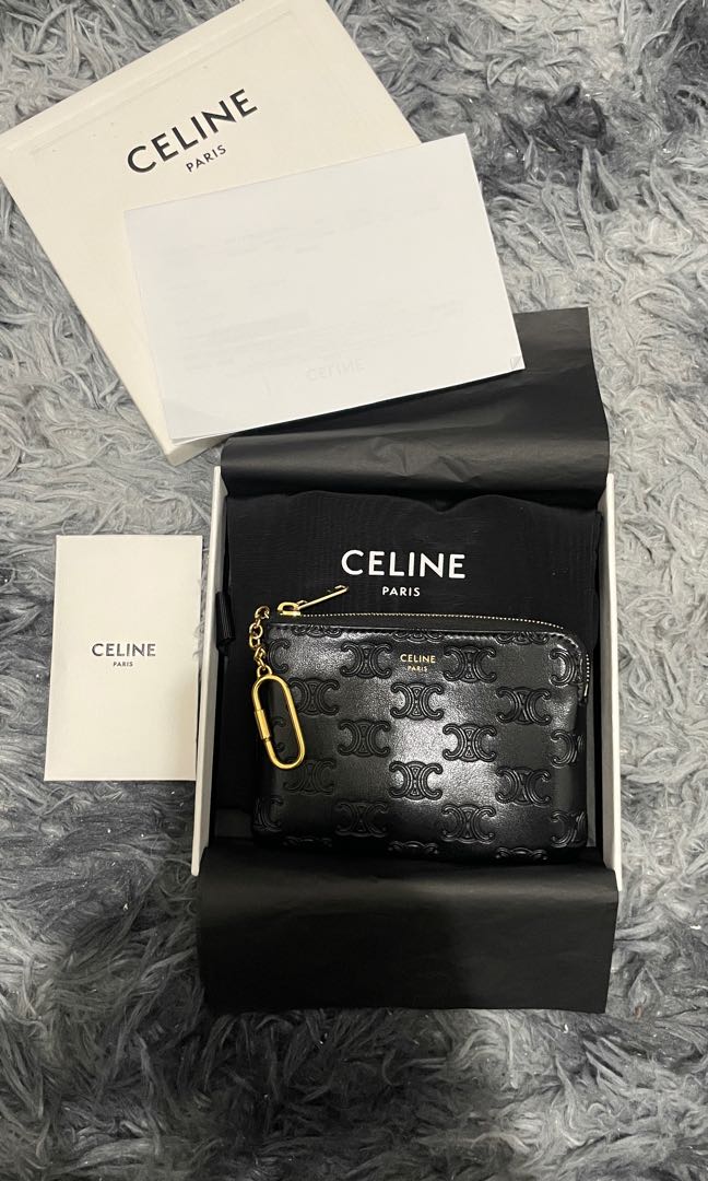 Celine Coin and Card pouch with hook, Luxury, Bags & Wallets on