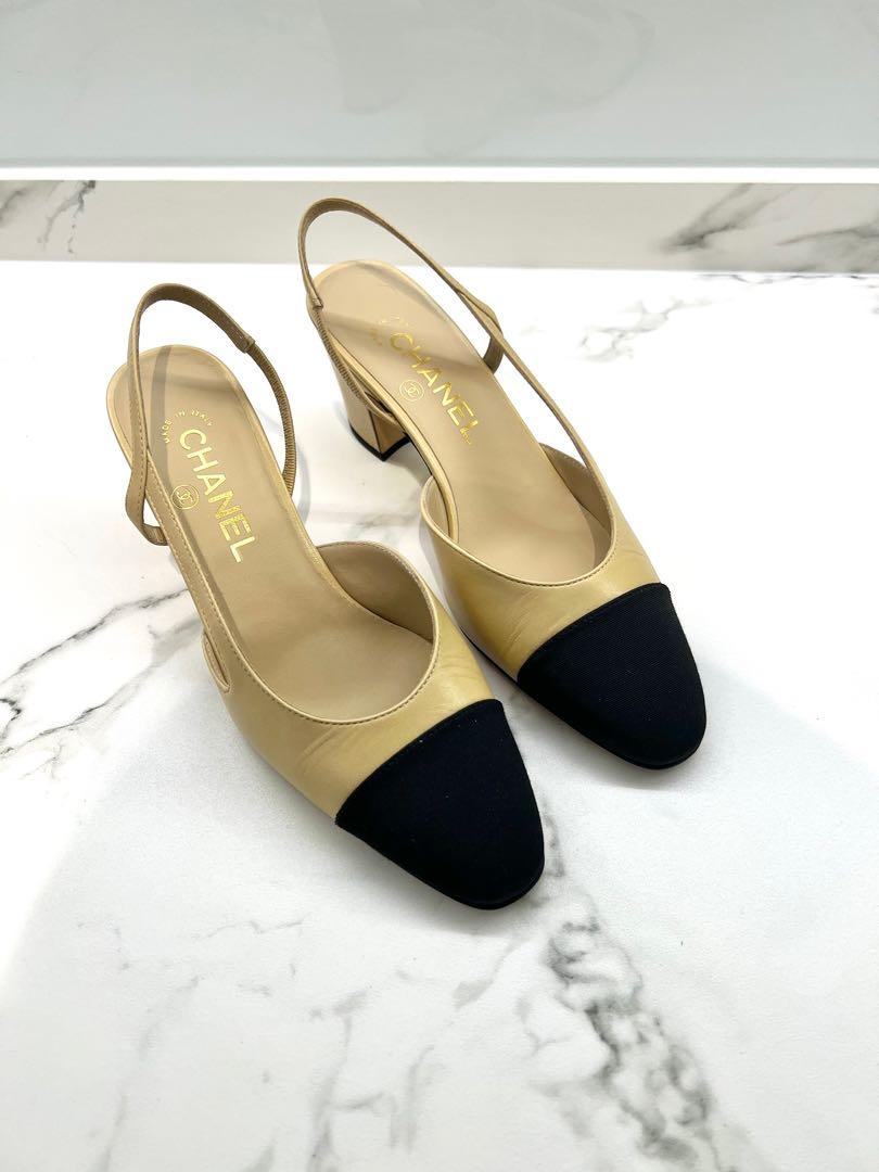 Chanel Slingback heels in classic beige black