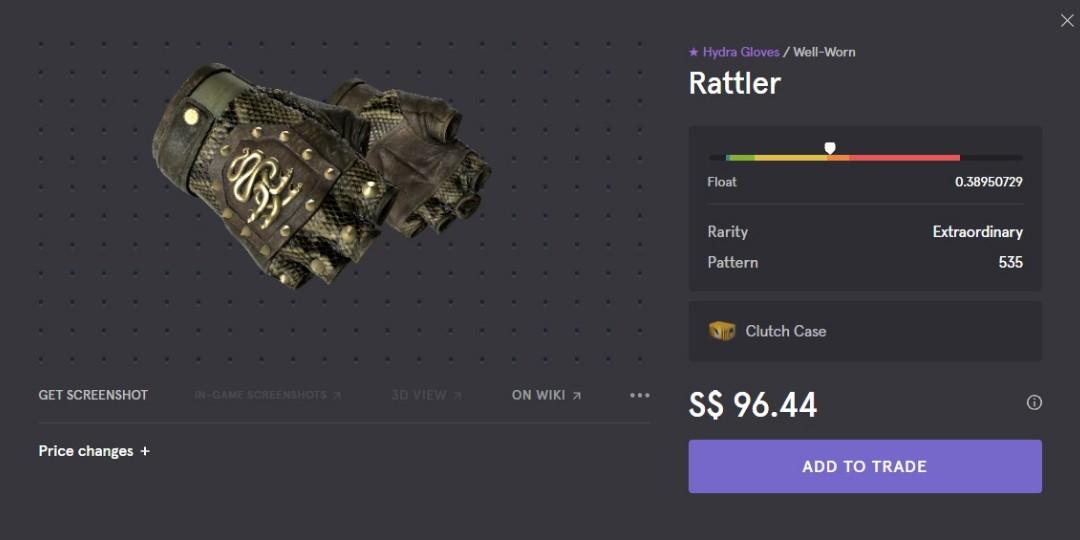 [CSGO] Hydra gloves Rattler, Video Gaming, Gaming Accessories, InGame