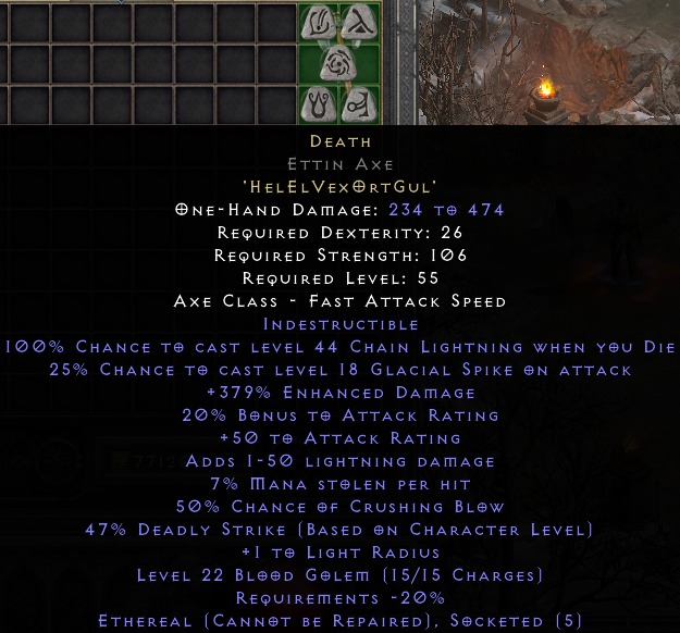 Diablo 2 Resurrected Death (Ethereal Ettin Axe), Video Gaming, Gaming