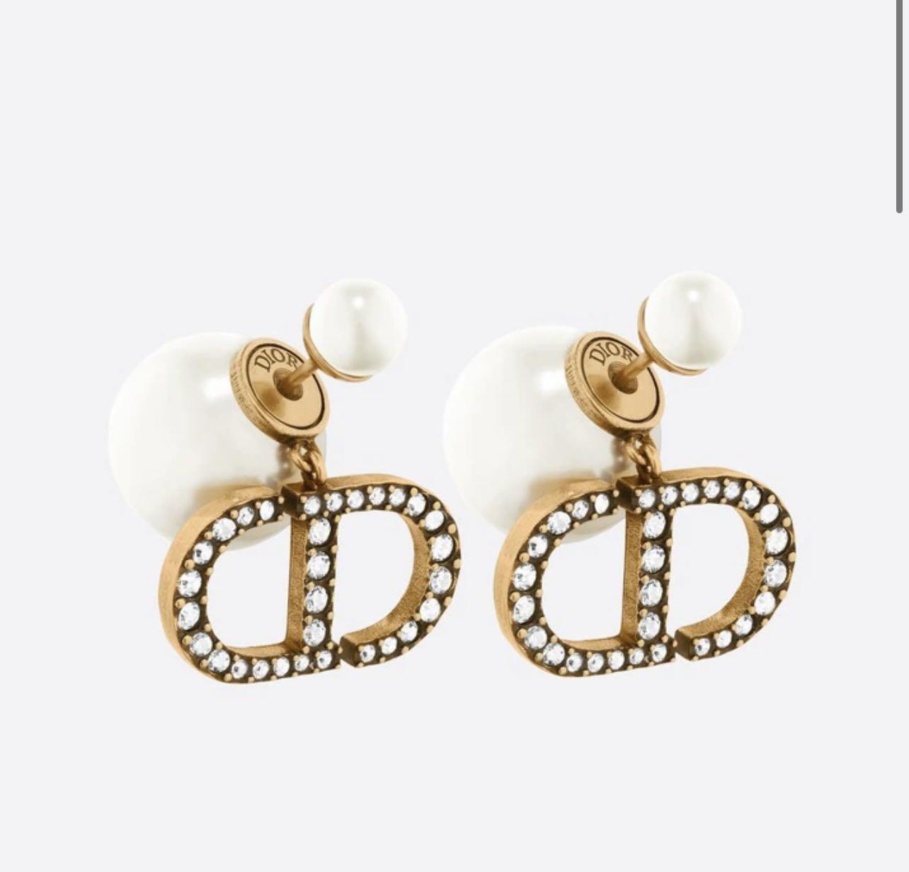 Dior  Gold Plated Tribales Pearl Earrings  VSP Consignment