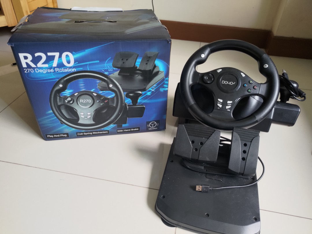 DOYO R270 Steering Racing Wheel w Foot Pedal, Hobbies & Toys, Toys